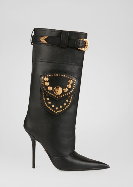 Cizme Versace Medusa Western High Heel Dama | JBLEDNZ-13